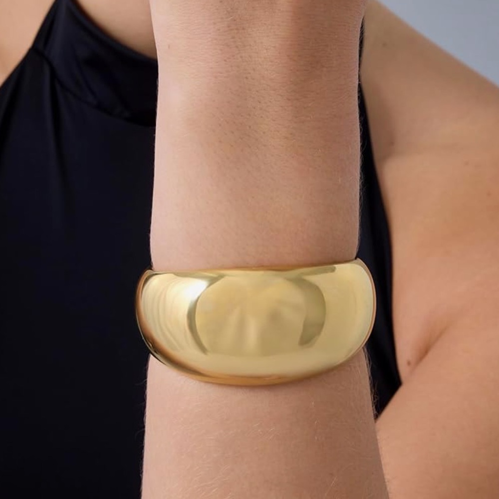 NEW 14K Gold Plated Gold Dome Bangle Bracelet